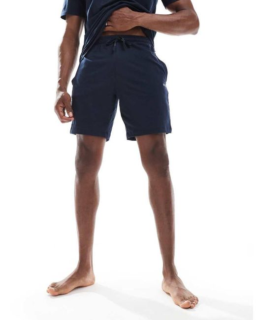 Pantalones Cortos Azul Marino De Punto Liso De (Parte De Un Conjunto) Boss de hombre de color Blue