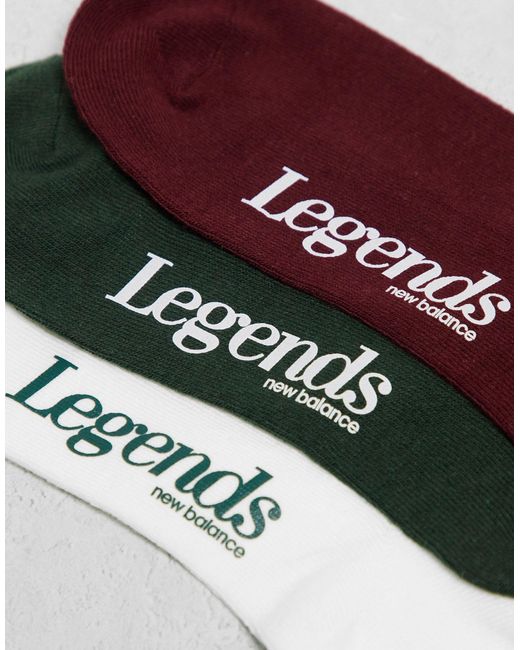 Legends - confezione da 3 paia di calzini verdi/rossi/bianchi di New Balance in Multicolor