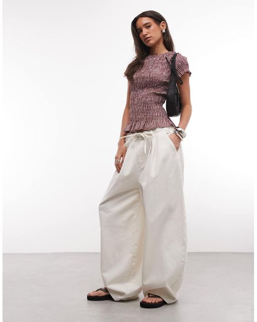 Daisy Street Multicolor Shirred Short Sleeve Top