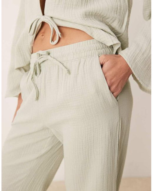Jdy Broek Van Kaasdoek Met Wijde Pijpen in het Natural