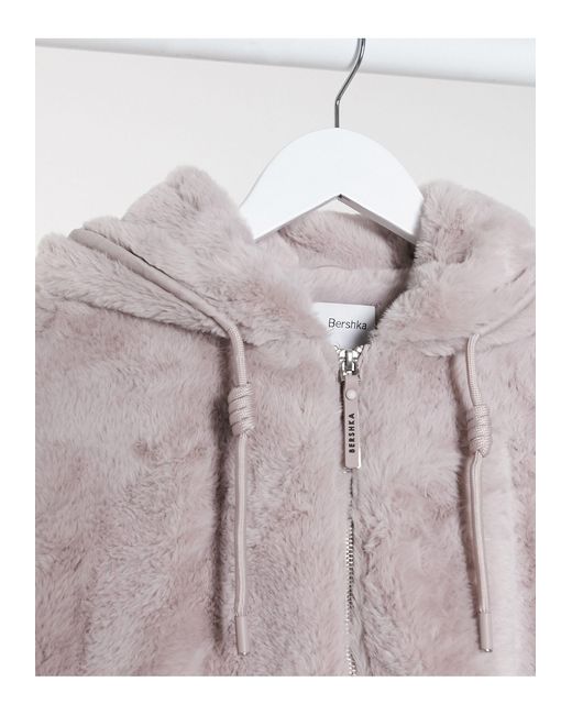 Bershka Faux Fur Cropped Jacket in 