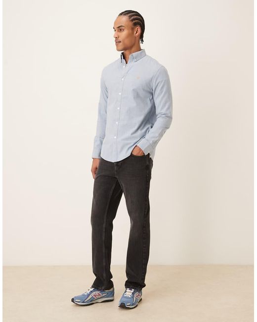 Farah Gray Steen Long Sleeve Casual Logo Shirt for men