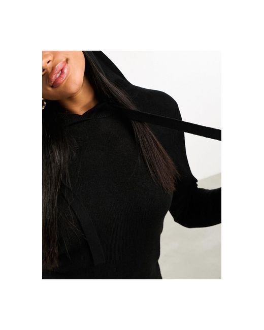 Threadbare Black – quinnie – midi-kapuzenpulloverkleid