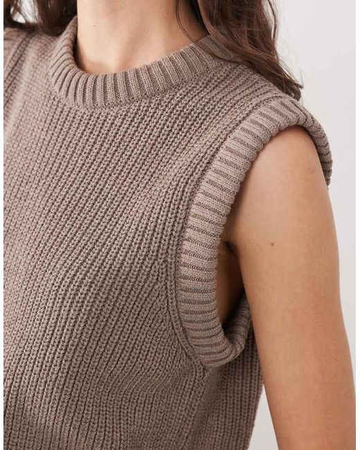 ASOS Brown Knitted Crew Neck Tank