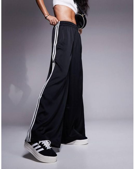 Adidas Originals Black Wide Leg Satin joggers