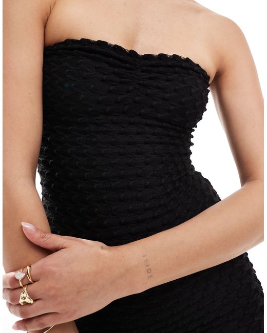 Bershka Black Textured Mini Dress