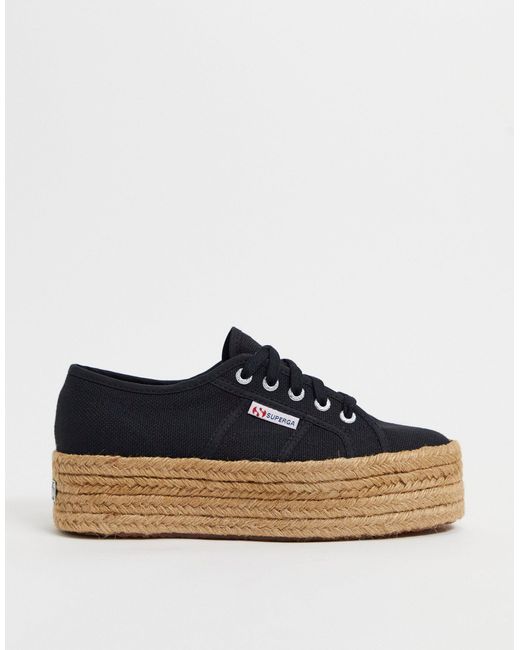 superga black flatform