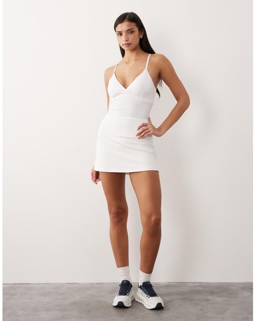 4505 White Active Tennis Skirt With Under Shorts And Phone Pocket
