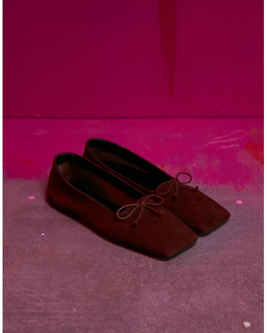 ASOS Purple Lotus Premium Leather Ballets