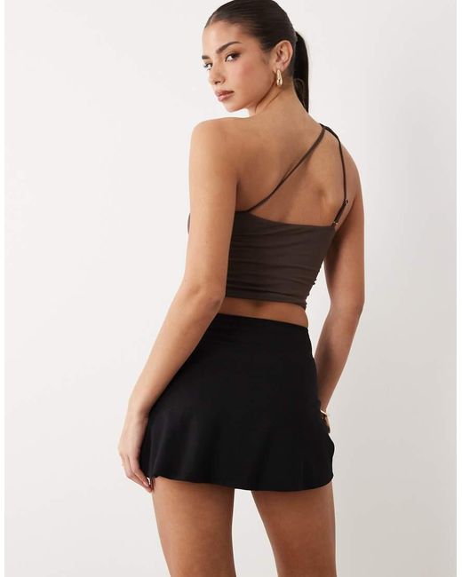 Oh Polly Brown Modal One Shoulder Open Back Top