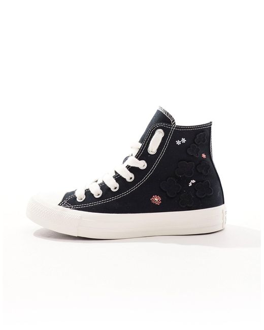 Converse White Chuck Taylor All Star Hi Organza Flower Sneakers With Chunky Laces