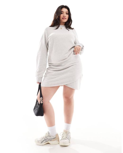 4th & Reckless White Exclusive Wrap Front Mini Sweat Skirt Co-Ord