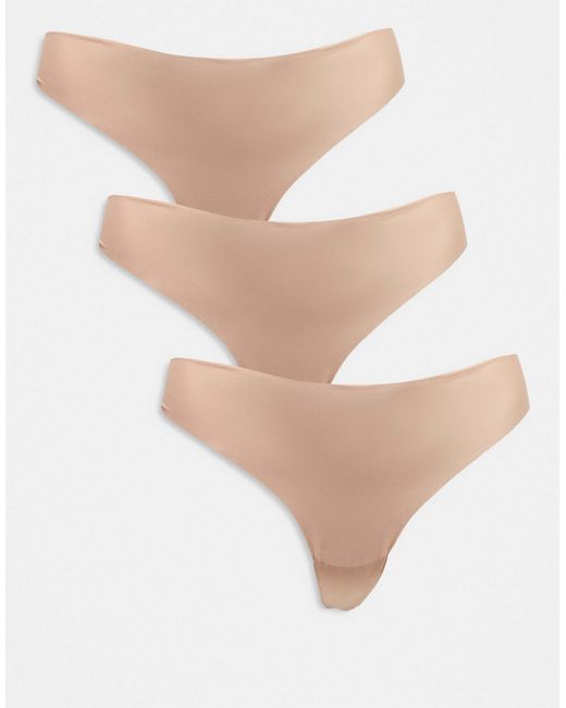 ASOS Natural Asos Design Curve 3 Pack No Vpl Thong