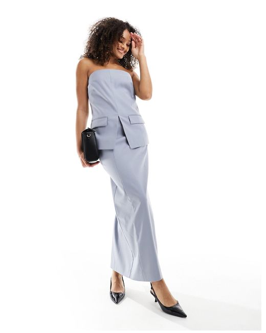 4th & Reckless White Tailored Split Front Bandeau Top Co-ord