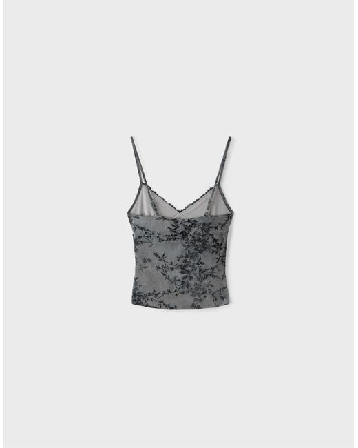 Stradivarius White Felted Lace Fitted Top