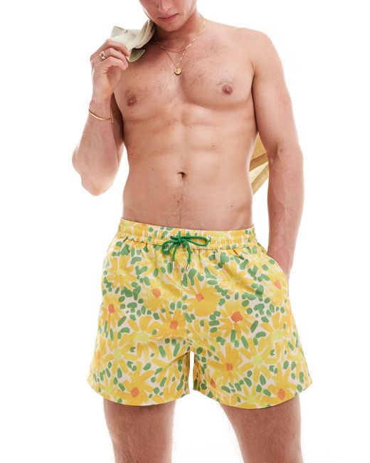 Paul smith - pantaloncini da bagno gialli a fiori con logo di PS by Paul Smith in Yellow da Uomo