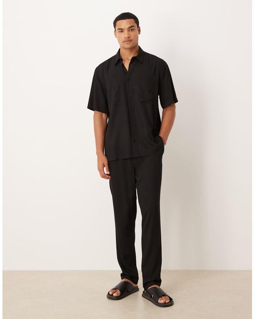 ASOS Black Co-ord Relaxed Shirt for men