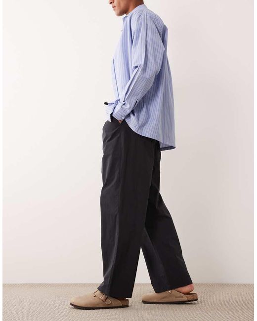 ASOS Black Loose Elasticated Trouser With Pleat for men