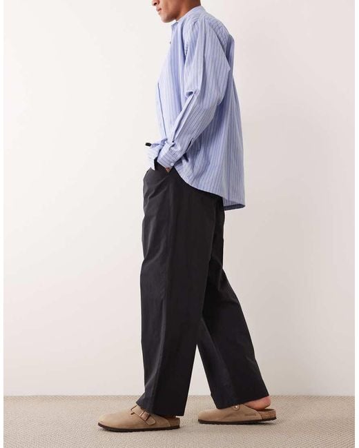 ASOS Black Loose Straight Elasticated Trouser With Pleat for men