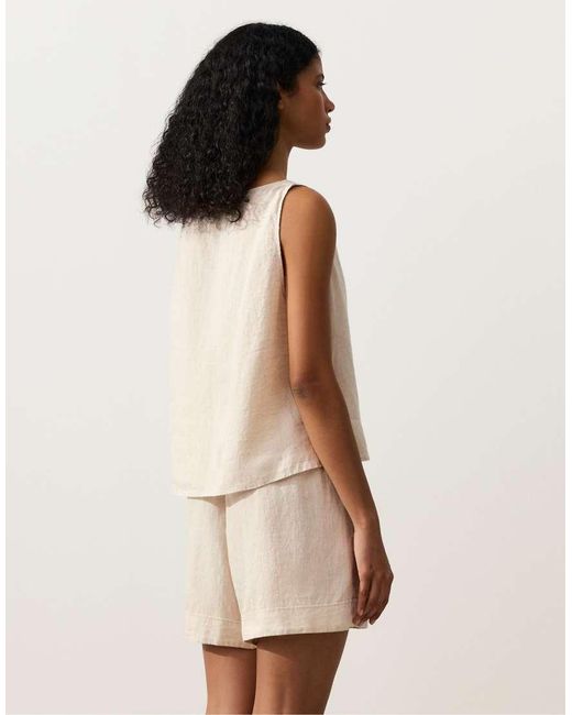 Oysho Natural 100% Linen Square Top