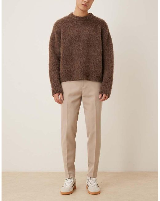 ASOS Natural Smart Tapered Trouser With Side Adjusters for men
