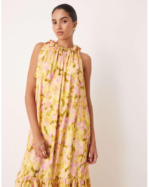 Y.A.S Metallic Tie Shoulder Tiered Hem Detail Maxi Dress