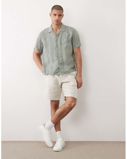 Gant Gray Garment Dyed Open Collar Linen Shirt for men