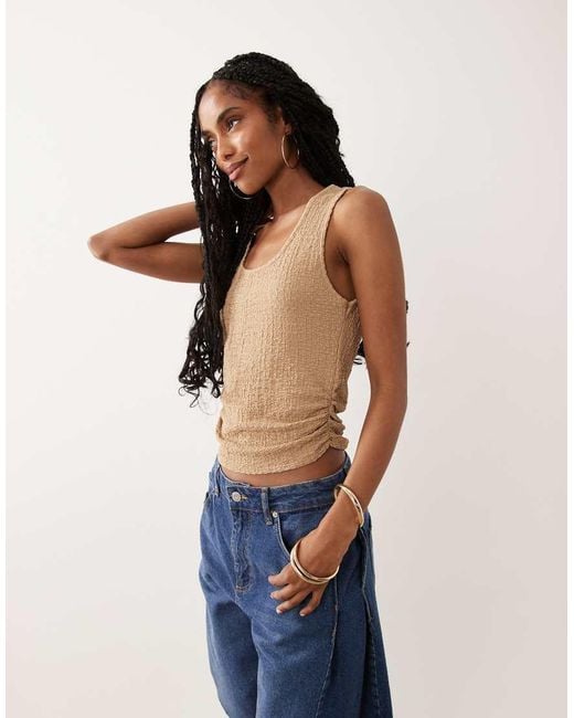 ASOS Blue Textured Ruched Tank Top Co-Ord