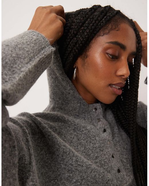 Vila Gray – strick-kapuzenpullover
