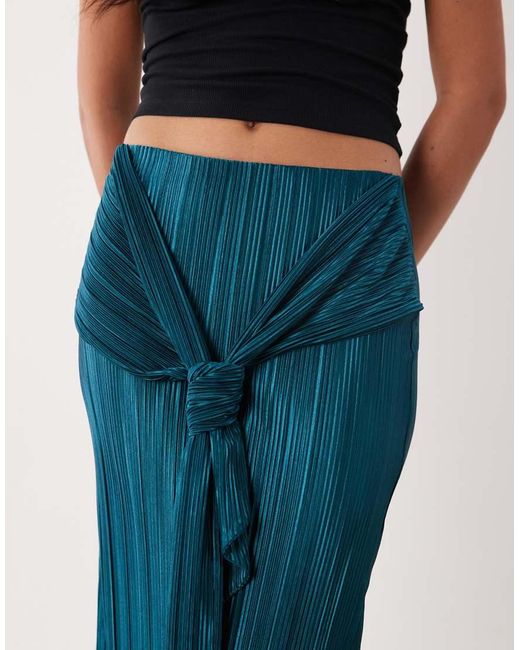 ASOS White Co-ord Plisse Maxi Skirt With Knot Belt Detail