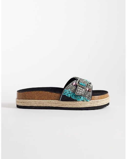 SIMMI Black Simmi London Mandy Single Buckle Sandals With Beads
