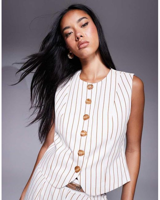 River Island White High Neck Waistcoat Co-ord