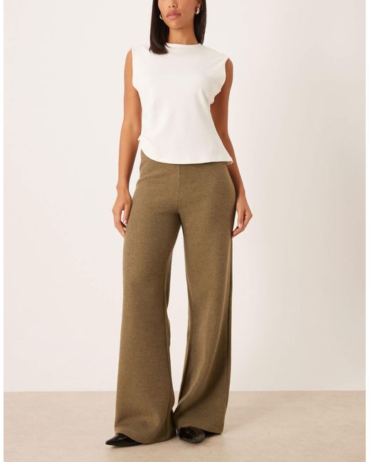 Pantalon ample rayé d'ensemble à taille mi-haute en tissu ultra-doux - olive ASOS en coloris Natural