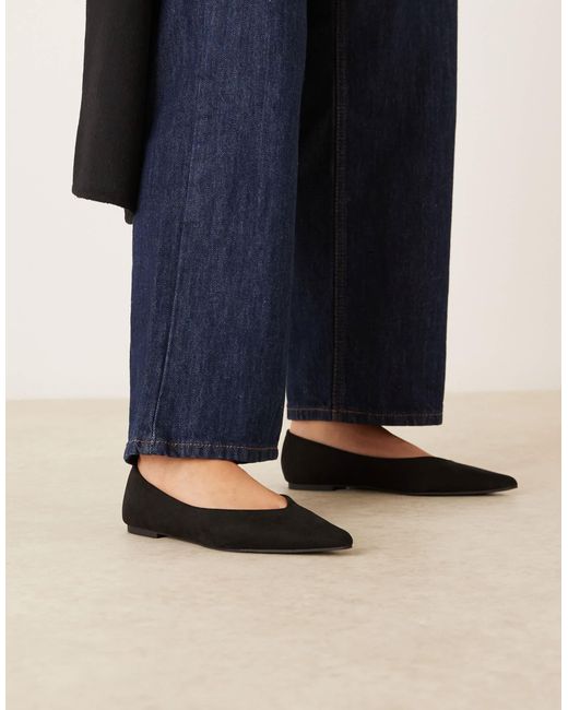 ASOS Wide Fit Ludo Pointed Ballet Flats in Black | Lyst