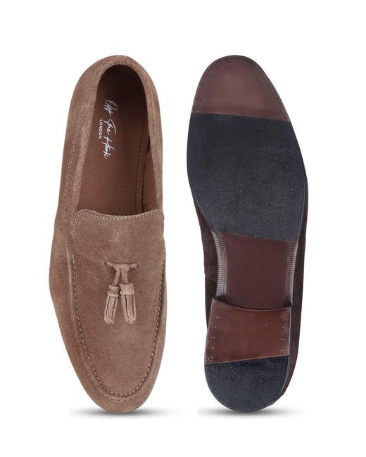 OFF THE HOOK Brown Emerson Suede Leather Tassel Loafers for men