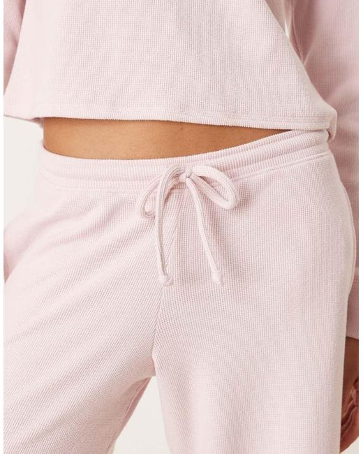 Hollister Pink Gilly Hicks Low Rise baggy Waffle joggers Co-ord