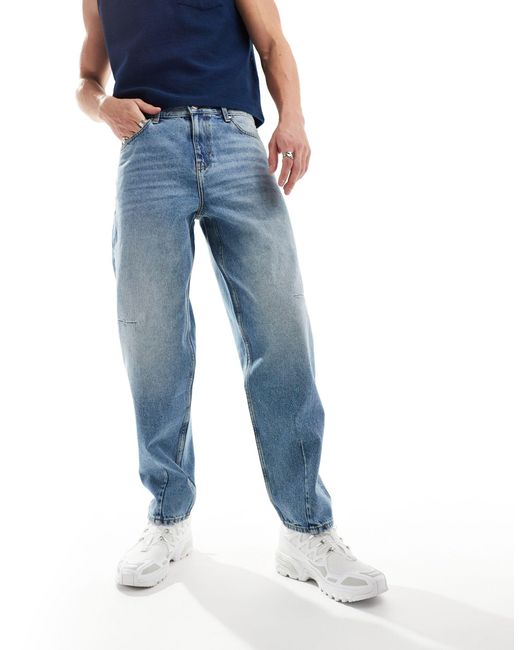 ASOS Blue baggy Jeans With Darts for men