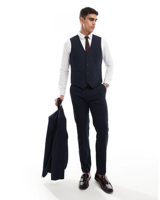 ASOS Blue Slim Suit Waistcoat for men