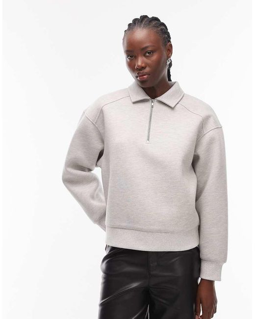 ASOS Gray Half Zip Rugby Collar Sweatshirt