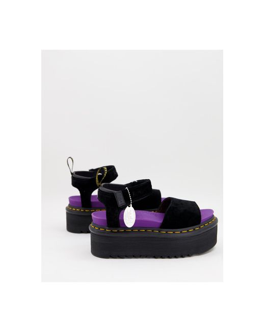 Sandalias negras Dr. Martens de Terciopelo de color Negro - Lyst
