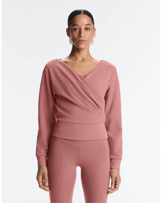 Oysho Red Wrap Rib Brushed Modal Sweatshirt