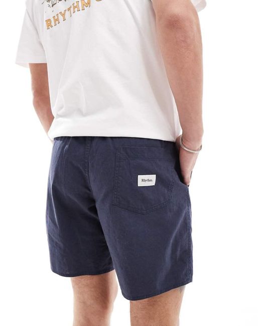 Rhythm Blue Classic Linen Jam Beach Shorts for men