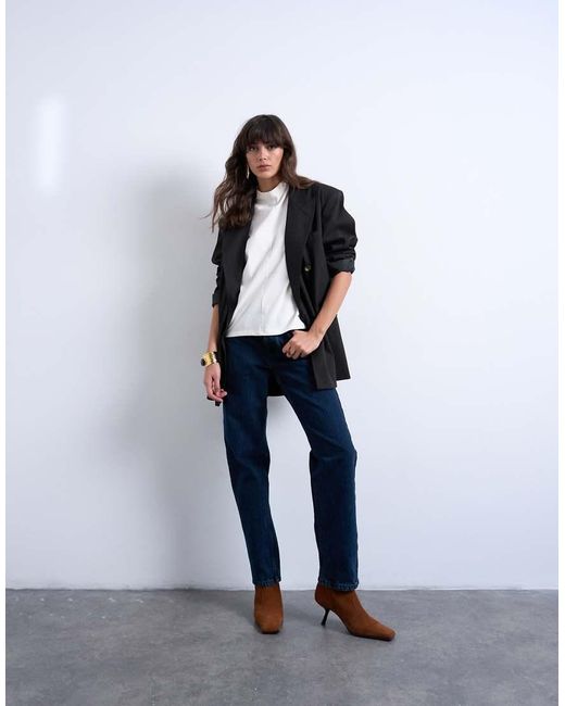 TOPSHOP Blue Runway Mid Rise Straight Jean