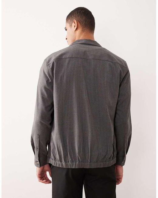ASOS Gray Boxy Relaxed Revere Shirt for men