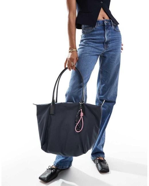 Pull&Bear Blue Tote Bag With Removable Carabiner