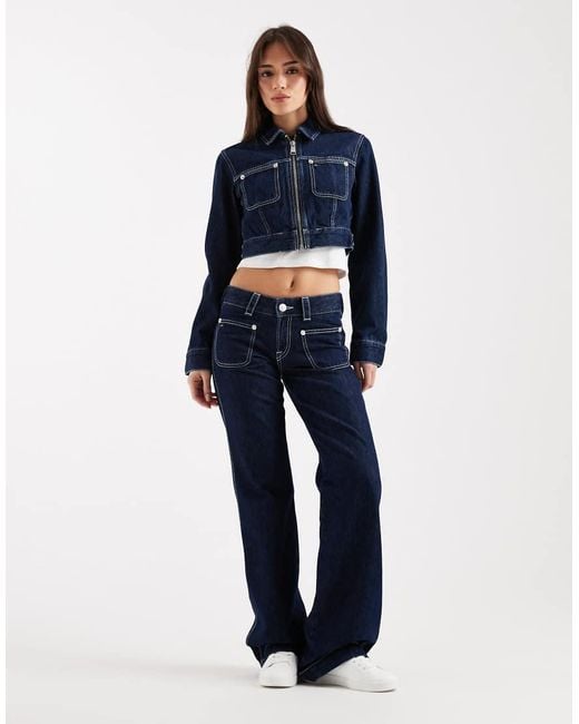 Tommy Hilfiger Blue Cropped Denim Jacket Co-ord