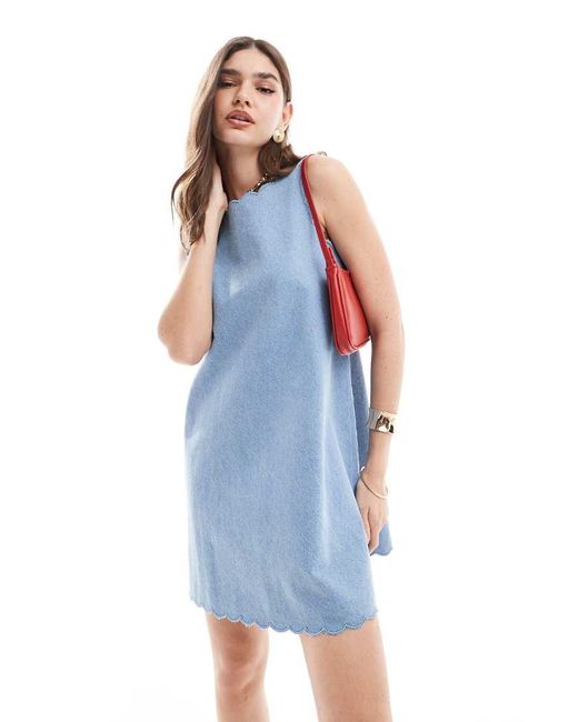 Nobody's Child Blue Finsbury Scallop Mini Dress