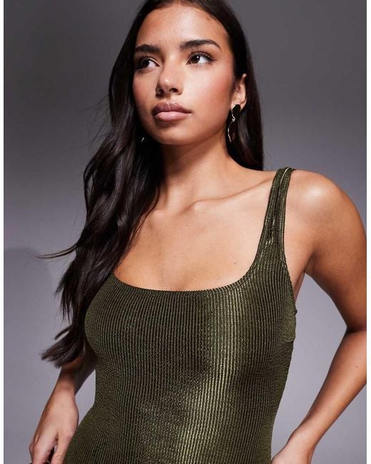 South Beach Green Crinkle Swimsuit