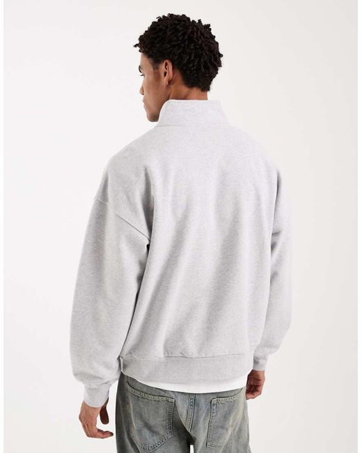 Levi's Gray Tonal Embroidered 1/4 Zip Sweatshirt for men