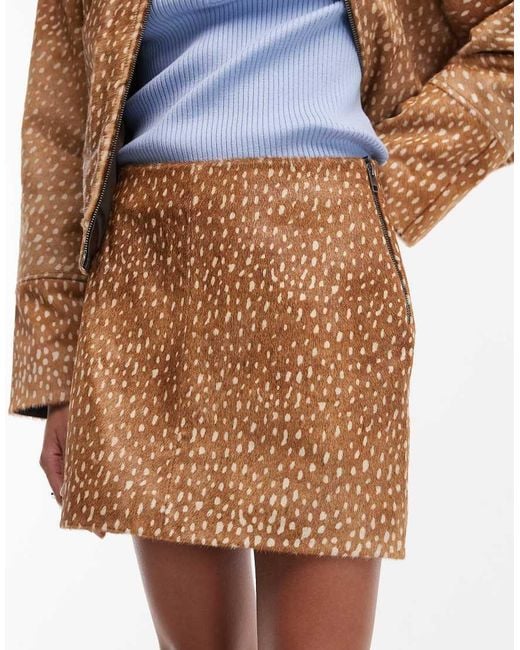JJXX White Co-Ord Leather Pony Hair Mini Skirt